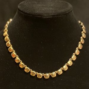 Vintage Anne Klein Signed Shiny Gold Tone Square Link Necklace